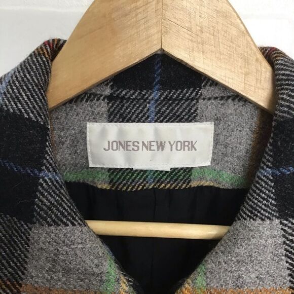JONES New York wool blazer plaid pure new wool jacket size 12 - Picture 5 of 16